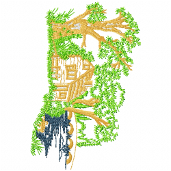 Flowers And Tree Embroidery Design 3